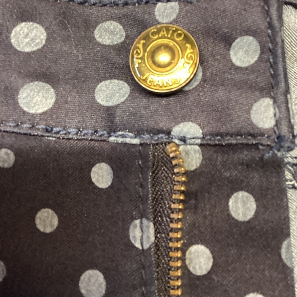 Cato Women's Dark Blue Polka Dot Cropped Jeans Size 12 - Picture 10 of 11